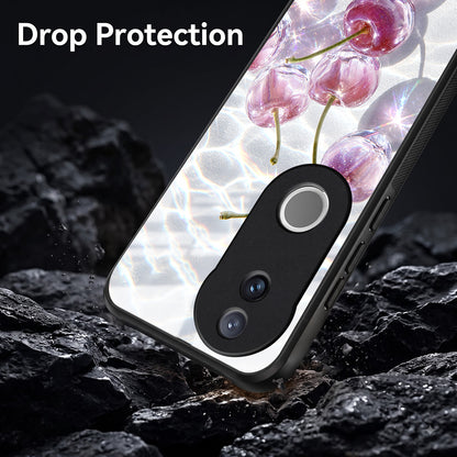 Vivo V50 5G Purple Transparent Cherry Acrylic Glass Back Case