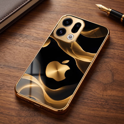 Oppo Find X9 5G Luxury Wave Gold Electroplated Glass Phone Back Case