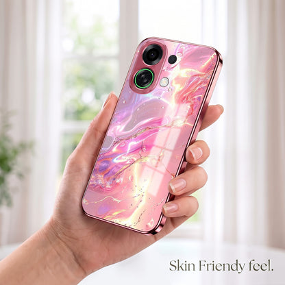 Oppo K13 Turbo 5G Pearl Aurora Pink Electroplated Glass Phone Back Case