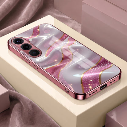 Samsung Galaxy A56 5G Pearl Marble Pink Electroplated Glass Phone Back Case