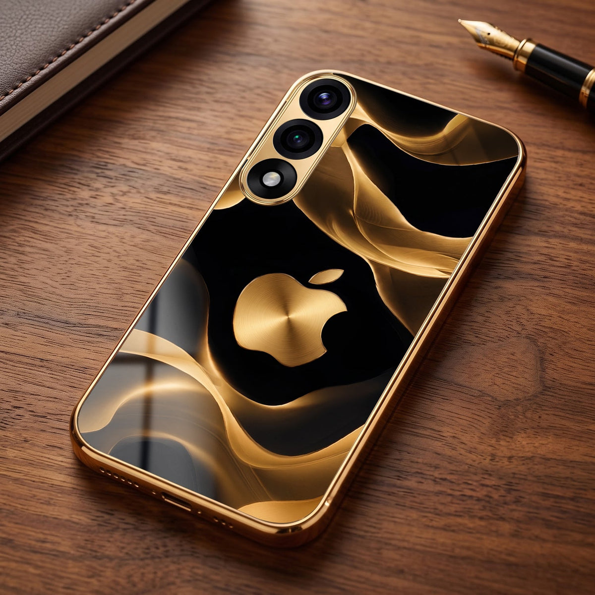 OnePlus Nord 5 5G Luxury Wave Gold Electroplated Glass Phone Back Case