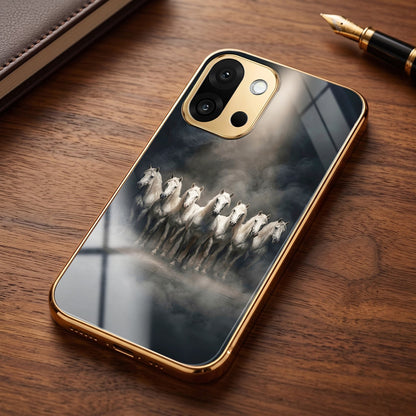 OnePlus 13s 5G Running Horses Gold Electroplated Glass Phone Back Case