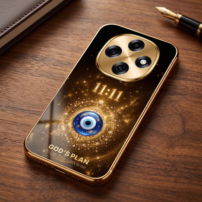 OPPO F31 Pro 5G God’s Plan Evil Eye Gold Electroplated Glass Phone Back Case