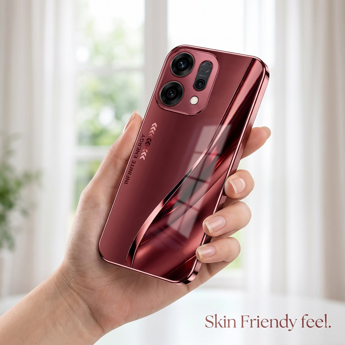 Oppo Reno 14 5G Infinity Energy Burgundy Electroplated Glass Back Case