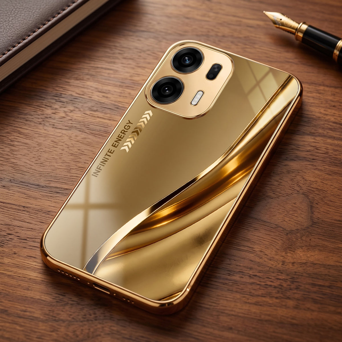 Oppo K14 Plus 5G Luxury Infinity Energy Gold Electroplated Glass Phone Case