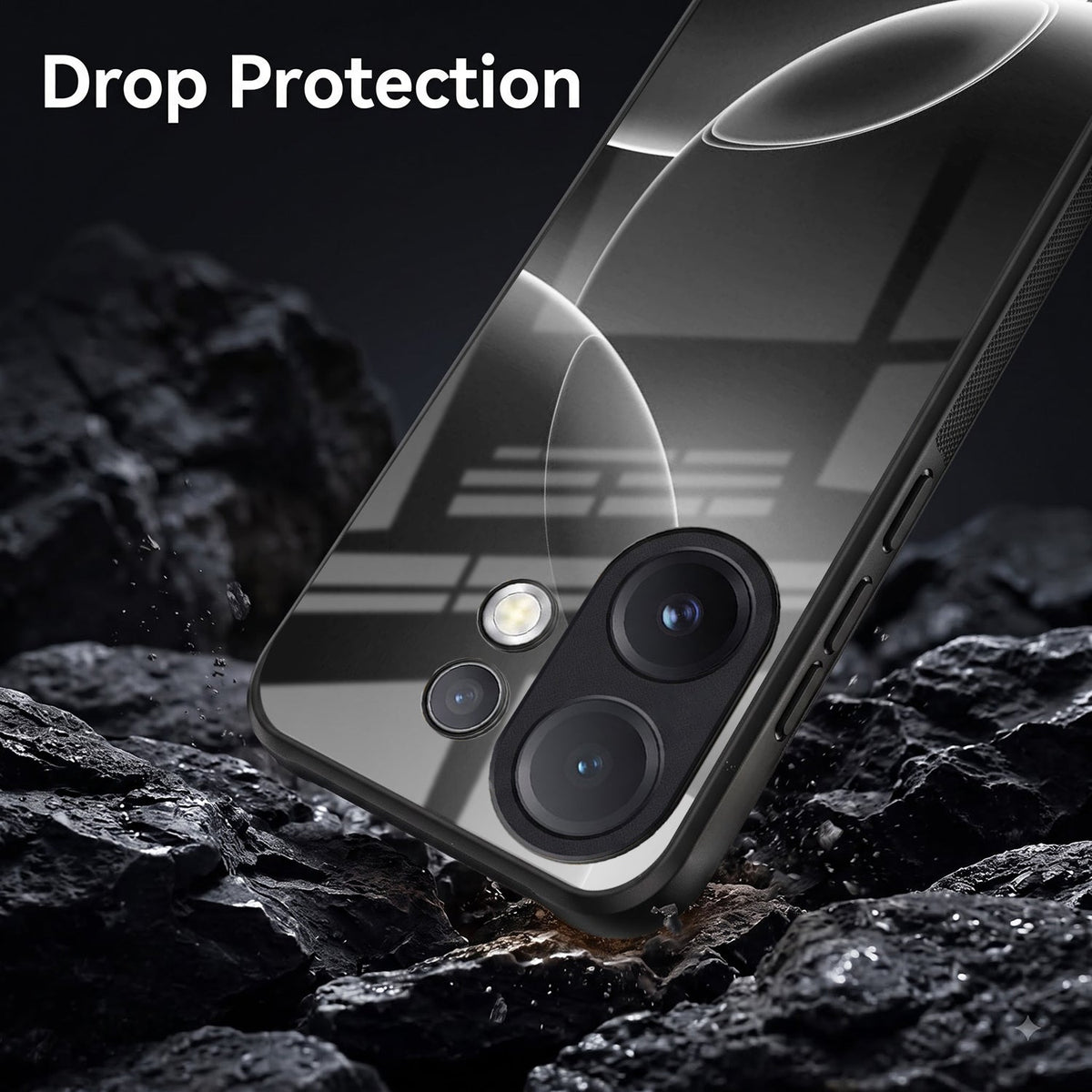 Vivo V60 5G Premium Acrylic Shockproof Glass Back Case (Black Wave)
