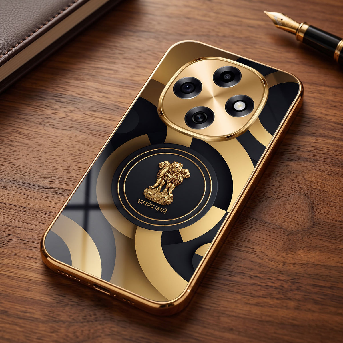 OPPO F31 Pro 5G Royal Emblem Gold Electroplated Glass Phone Back Case