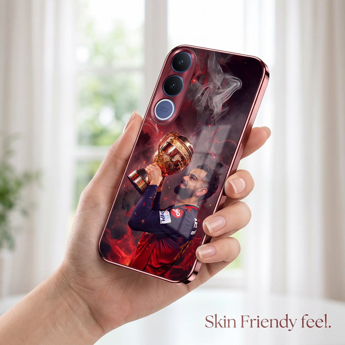 Vivo V70 FE 5G Virat Kohli Burgundy Electroplated Glass Back Case