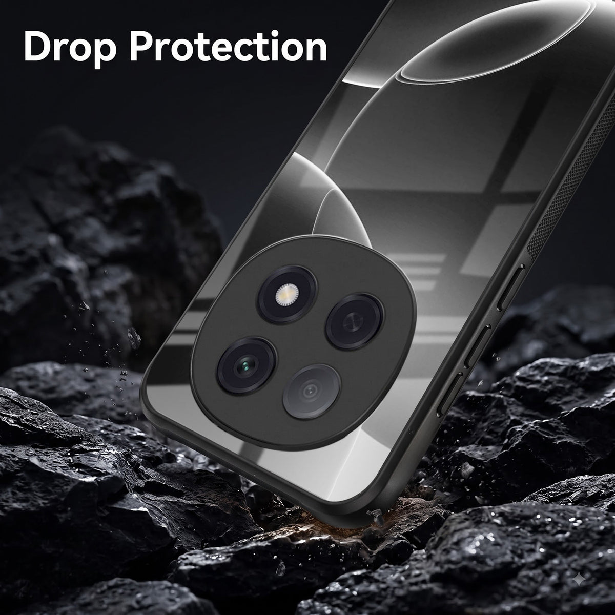Oppo F29 Pro 5G Premium Acrylic Shockproof Glass Back Case (Black Wave)