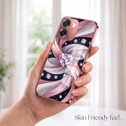 Oppo K14 5G Diamond Glam Pink Electroplated Glass Phone Back Case