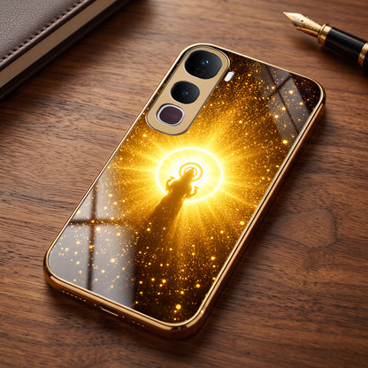 Vivo Y400 Pro 5G Lakshmi Sacred Gold Electroplated Glass Phone Back Case