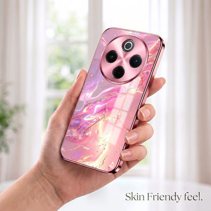 Vivo T4 5G Pearl Aurora Pink Electroplated Glass Phone Back Case