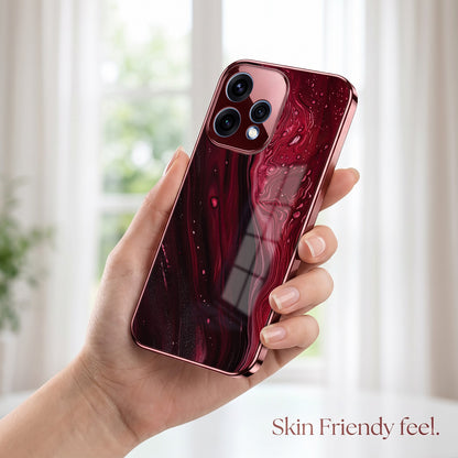 Oppo Reno 15 5G Marble Burgundy Electroplated Glass Back Case