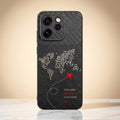 Oppo Reno 15 Pro Mini 5G Travel Map Carbon Fiber Leather Hybrid Back Case