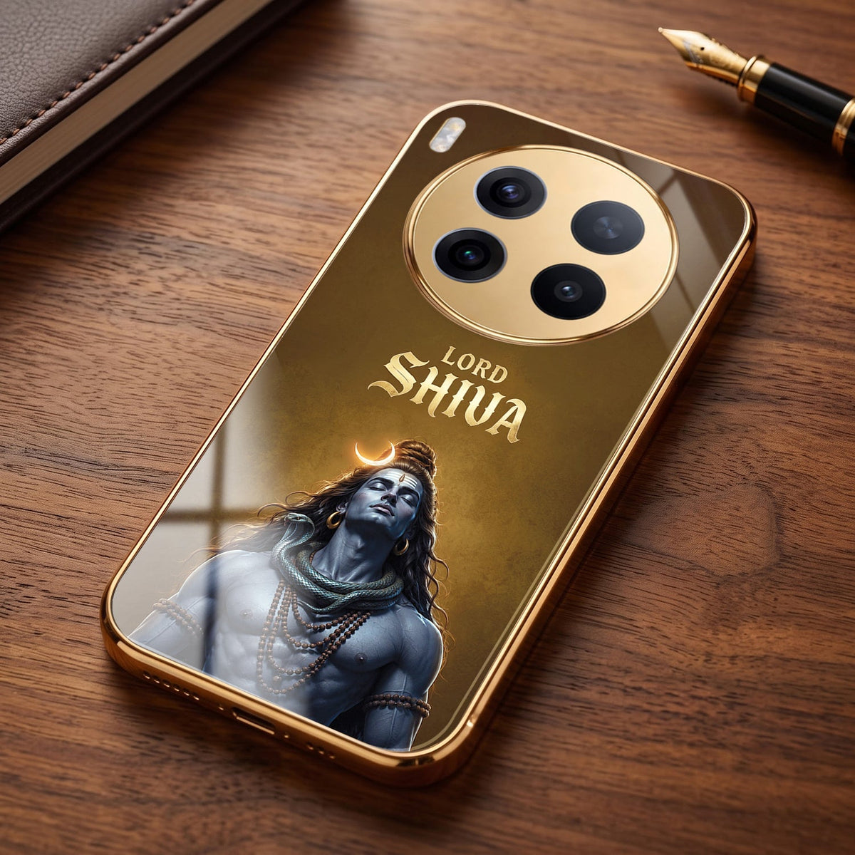 Vivo X300 Pro 5G Lord Shiva Gold Electroplated Glass Phone Back Case