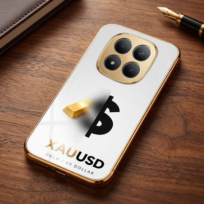 Redmi Note 15 SE 5G Luxury XAU/USD Gold Electroplated Glass Phone Back Case