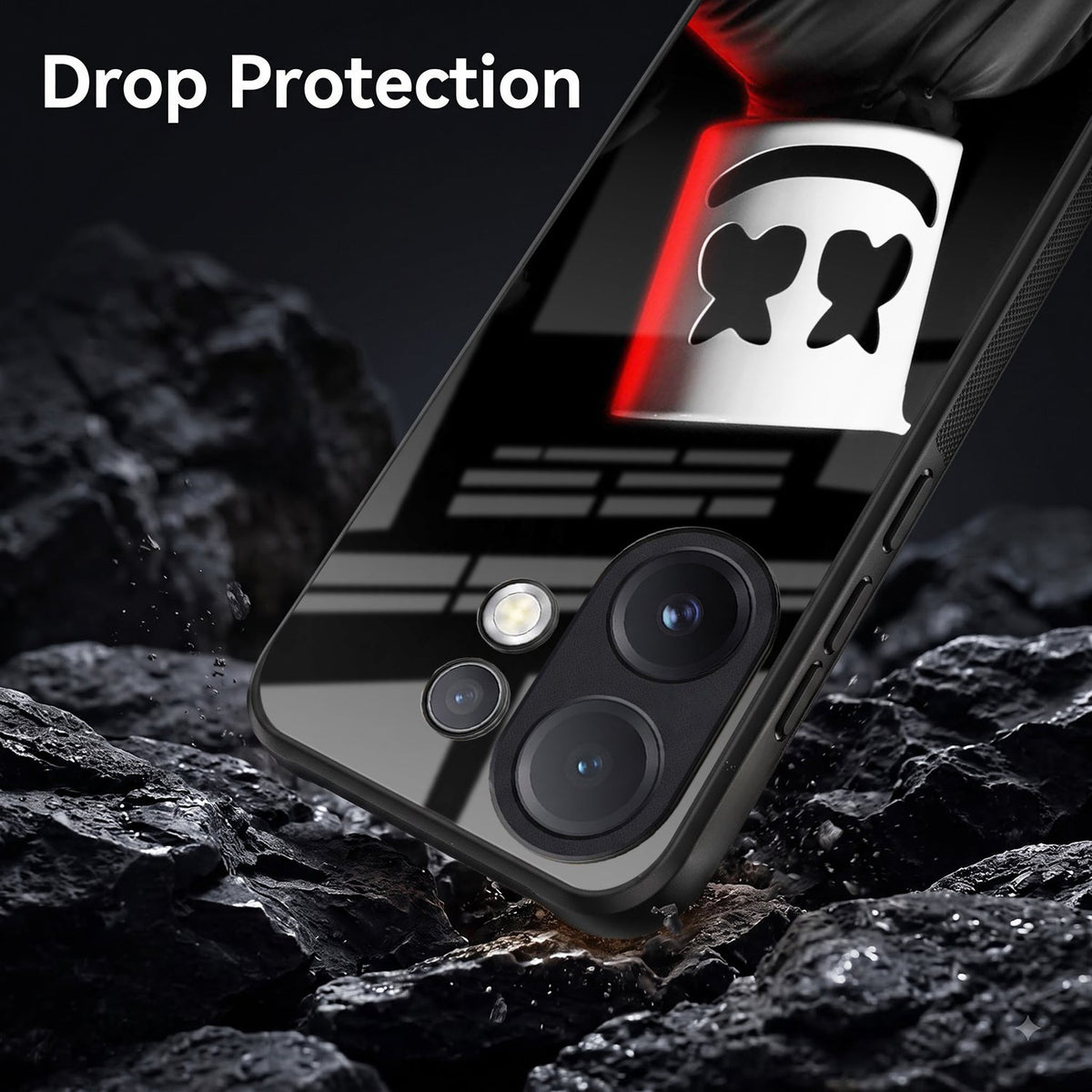 Vivo V60 5G Premium Acrylic Shockproof Glass Back Case (Mask Dark)