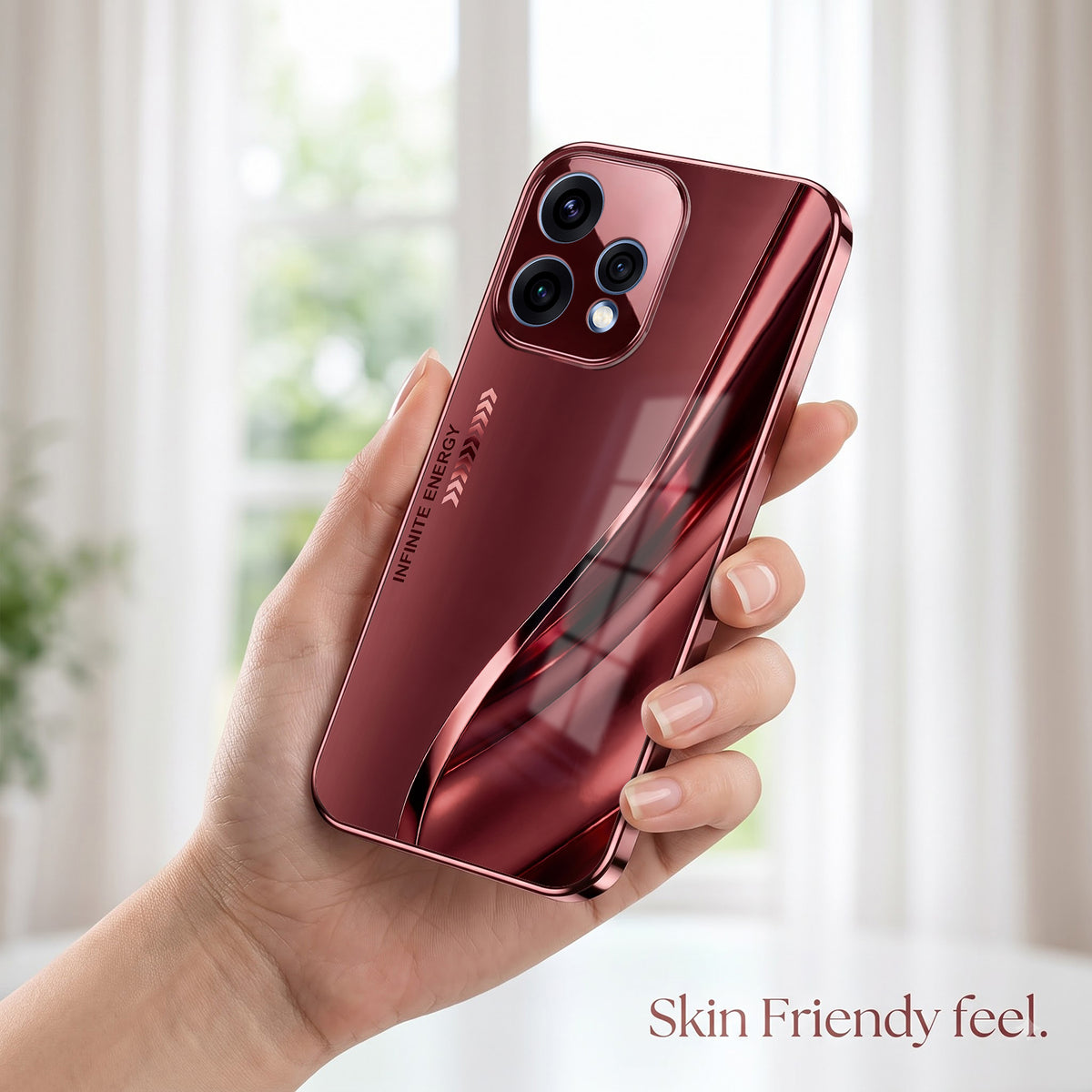 Oppo Reno 15 5G Infinity Energy Burgundy Electroplated Glass Back Case
