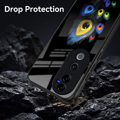 Vivo V40 Pro 5G Premium Peacock Feather Acrylic Glass Back Case
