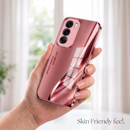 Oppo Reno 12 Pro 5G Luxury Infinity Energy Pink Electroplated Glass Phone Back Case