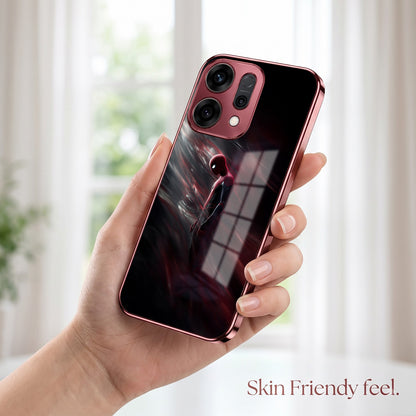 Oppo Reno 14 5G Crimson Spider Burgundy Electroplated Glass Back Case