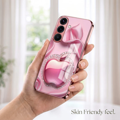 Samsung Galaxy A36 5G Luxury Apple Logo Pink Electroplated Glass Phone Back Case