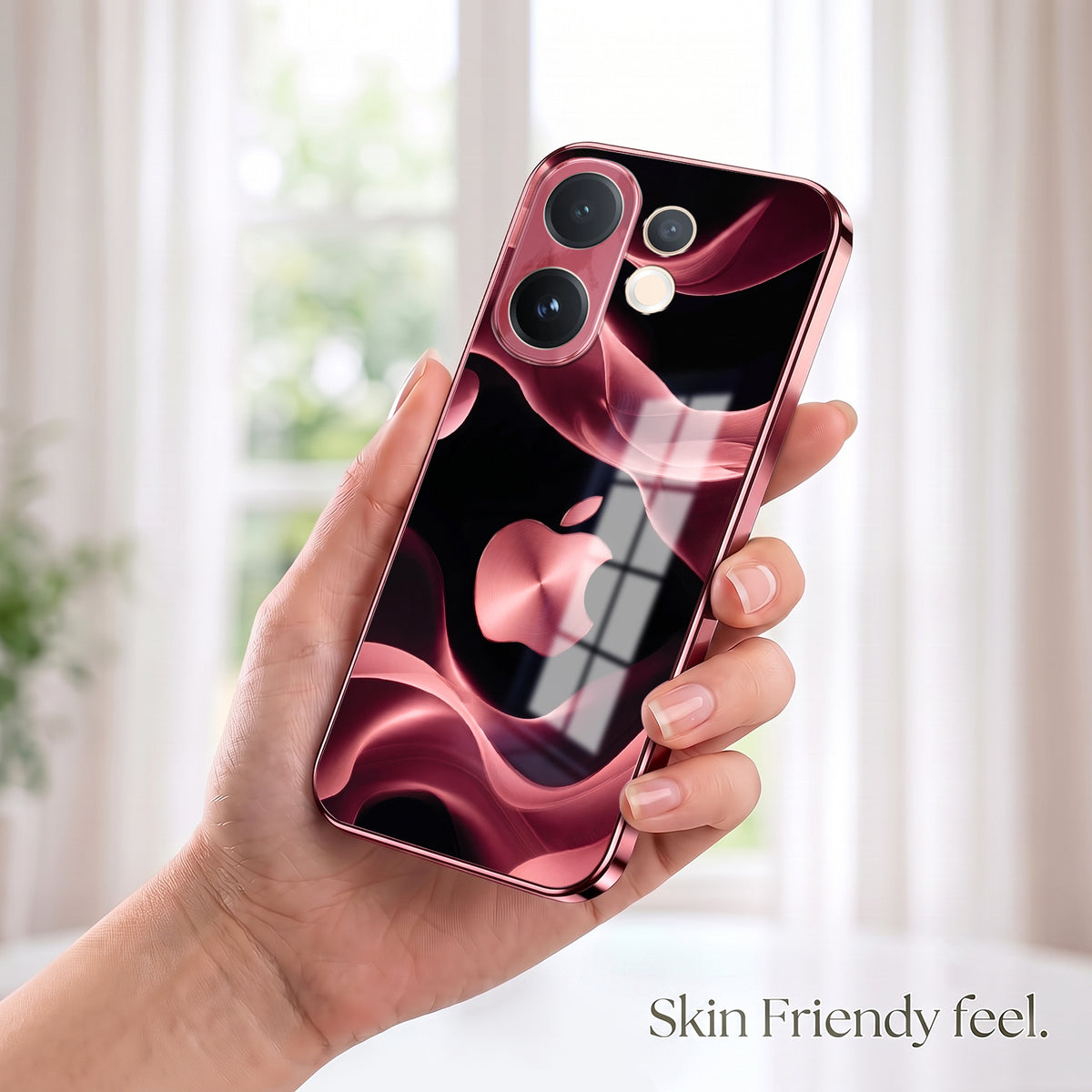 Vivo V60 5G Luxury Wave Pink Electroplated Glass Phone Back Case