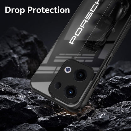 Oppo Reno 13 5G 5G Premium Acrylic Shockproof Glass Back Case (Black Porsche)