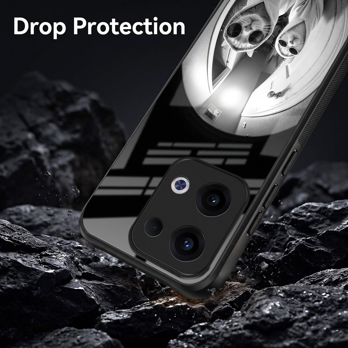 Oppo Reno 13 5G Premium Acrylic Shockproof Glass Back Case (Purrfect Duo)