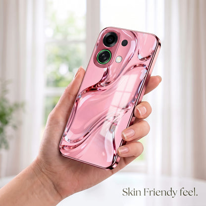 Oppo K13 Turbo 5GCrystal Wave Energy Pink Electroplated Glass Phone Back Case
