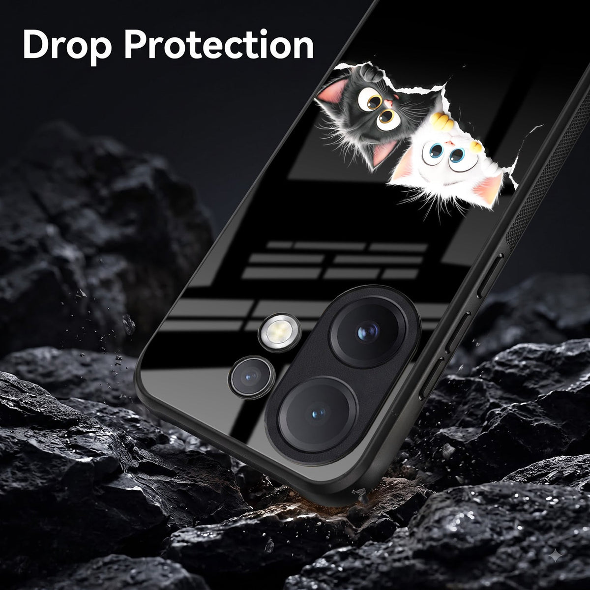Vivo V60 5G Premium Acrylic Shockproof Glass Back Case (Cute Paws)