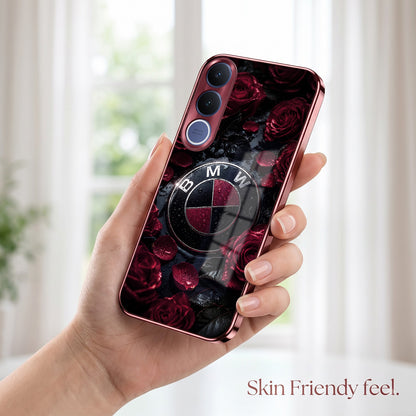 Vivo V70 FE 5G BMW Logo Burgundy Electroplated Glass Back Case