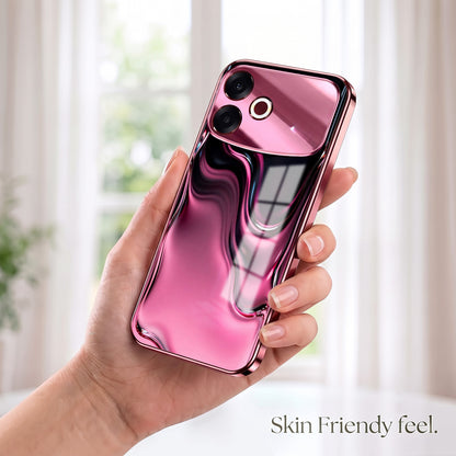 Oppo F33 Pro 5G Liquid Wave Pink Electroplated Glass Phone Back Case