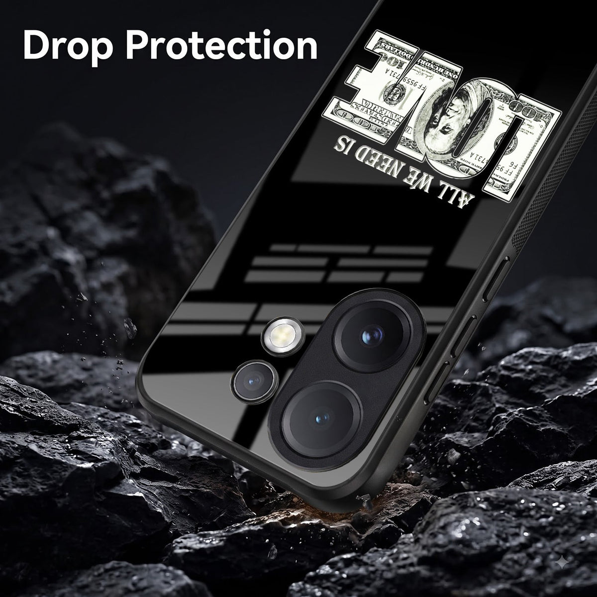 Vivo V60 5G Premium Acrylic Shockproof Glass Back Case (Money Love)