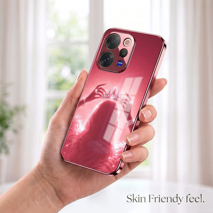 Vivo V70 5G Luxury Crown Queen Pink Electroplated Glass Phone Back Case