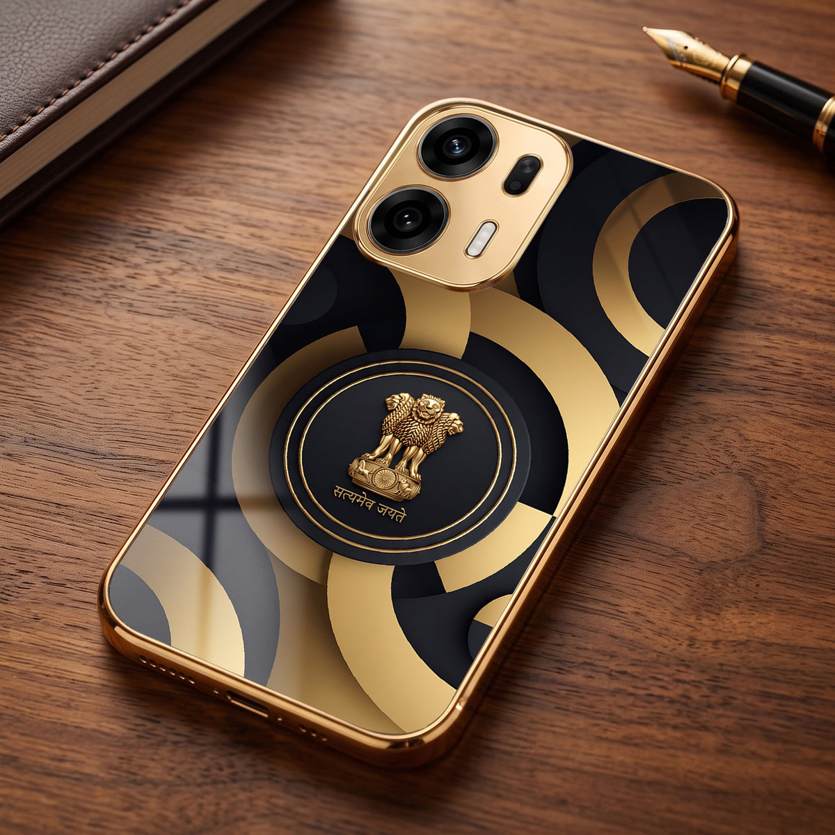 Oppo K14 Plus 5G Royal Emblem Gold Electroplated Glass Phone Back Case