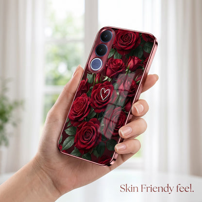 Vivo V70 FE 5G Rose Heart Burgundy Electroplated Glass Back Case