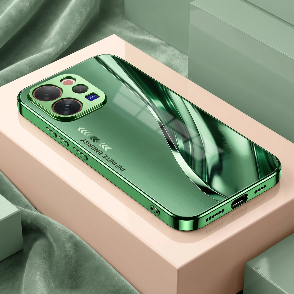 Vivo V70 5G Infinity Energy Green Electroplated Glass Back Case