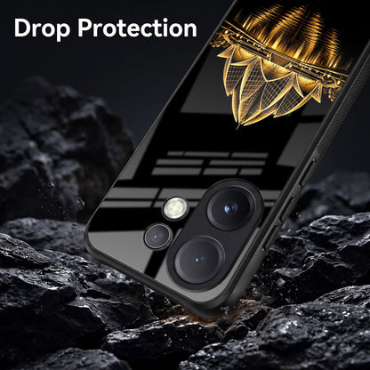 Vivo V60 5G Premium Acrylic Shockproof Glass Back Case (Golden Lotus)