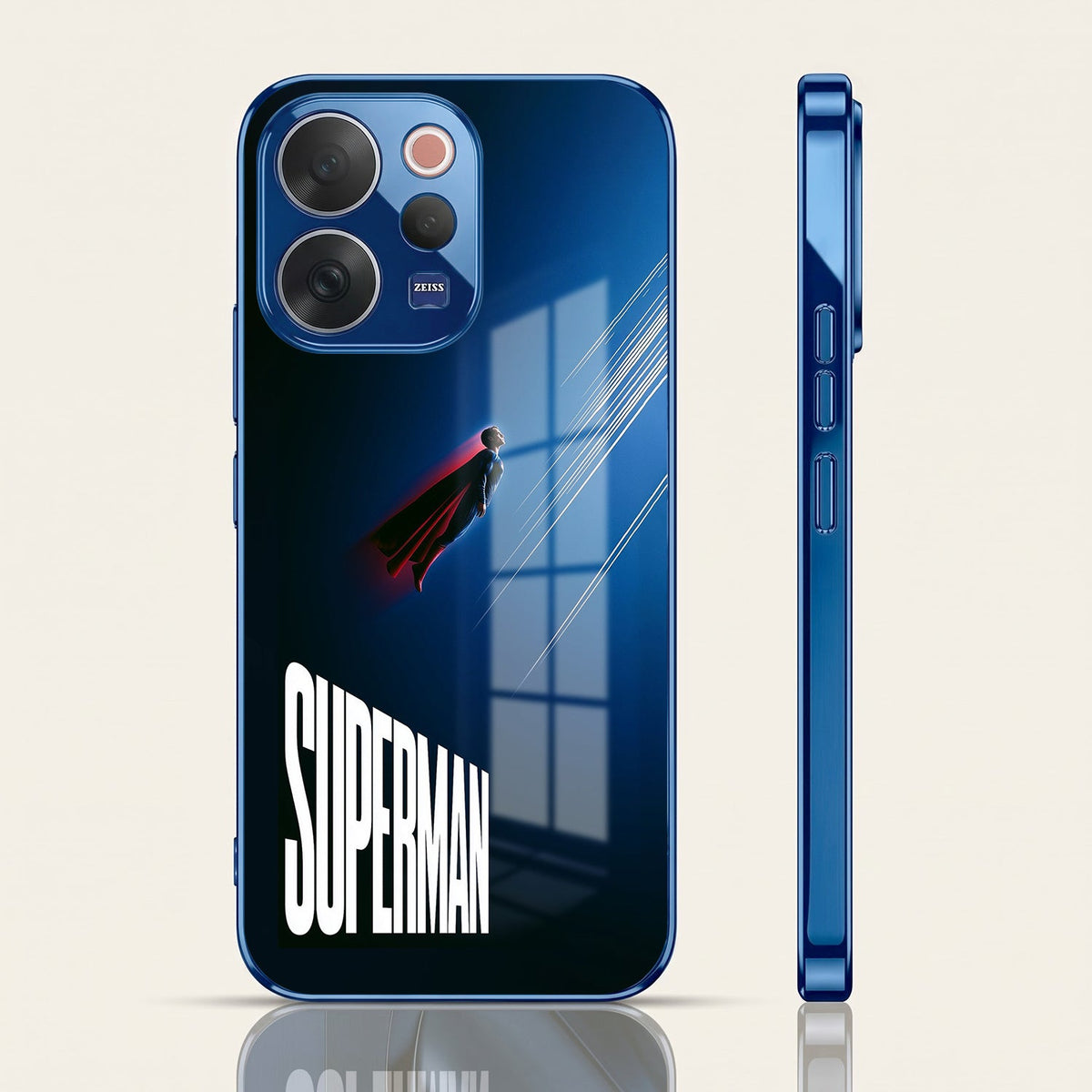 Vivo V70 5G Superman Blue Electroplated Glass Phone Back Case