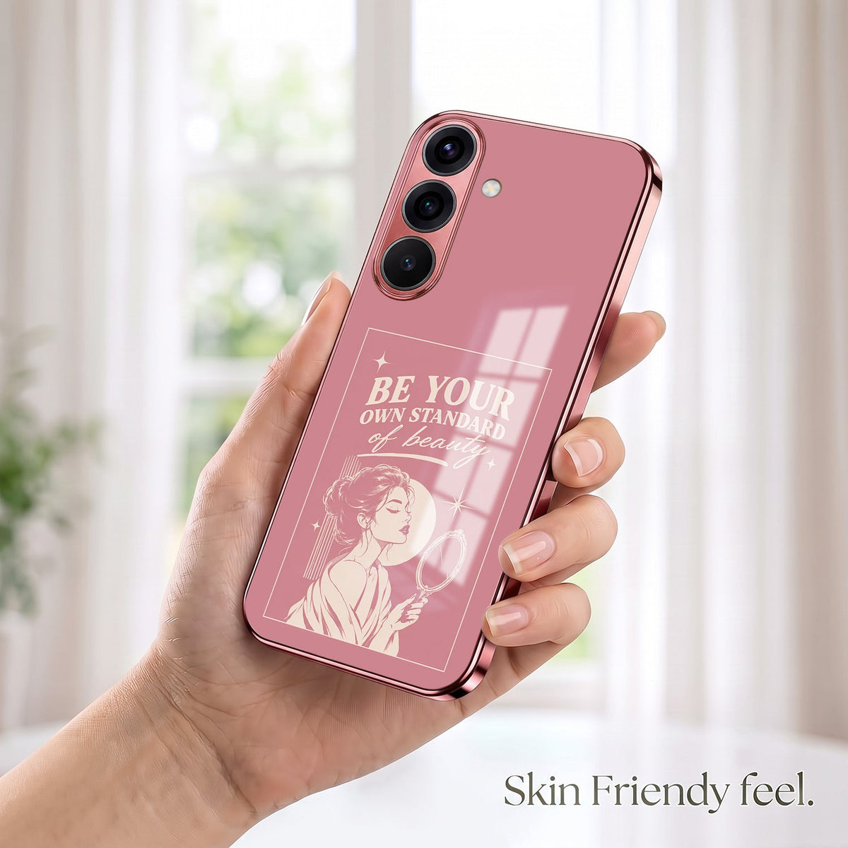 Samsung Galaxy A56 5G Luxury Aesthetic Girl Pink Electroplated Glass Phone Back Case