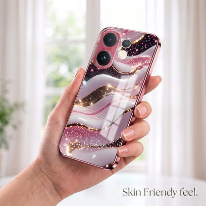 Vivo V60 5G Midnight Pearl Wave Pink Electroplated Glass Phone Back Case