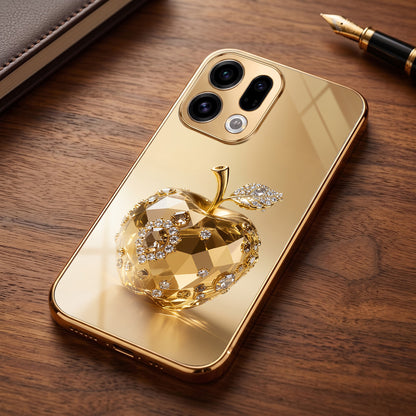 Oppo Find X9 5G Golden Apple Gold Electroplated Glass Phone Back Case