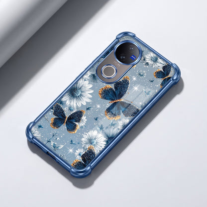 Vivo V50 5G Blue Butterfly Floral Airbags Printed Back Case