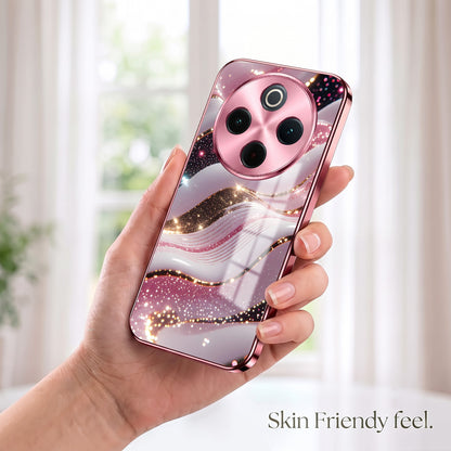 Vivo T4 5G Midnight Pearl Wave Pink Electroplated Glass Phone Back Case