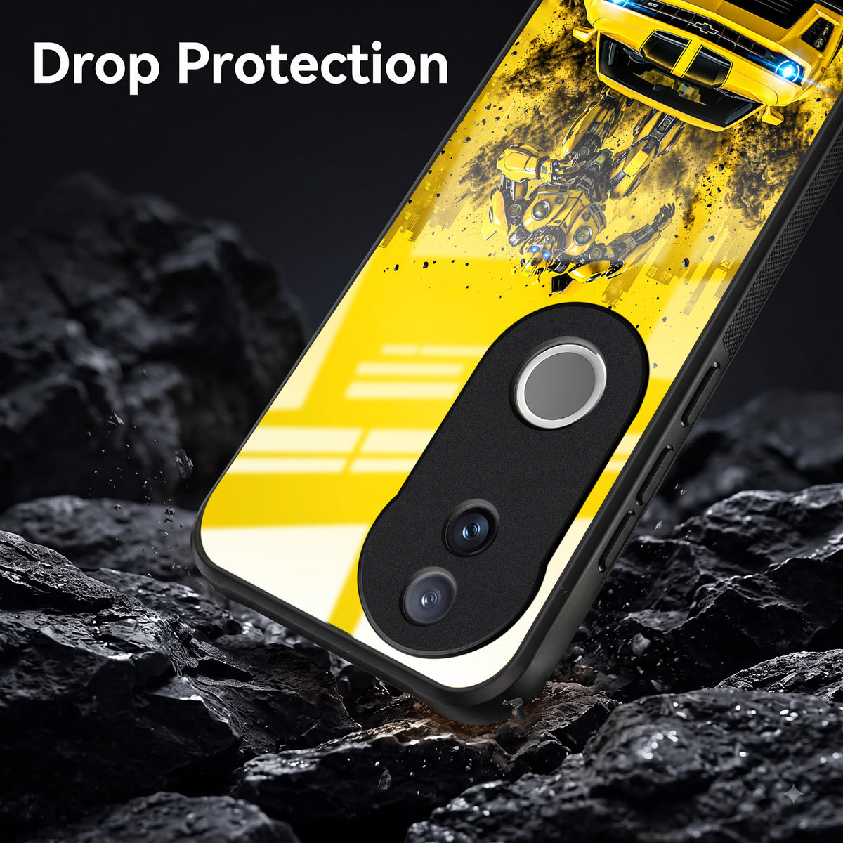 Vivo V50 5G Yellow Transformers Car Acrylic Glass Back Case
