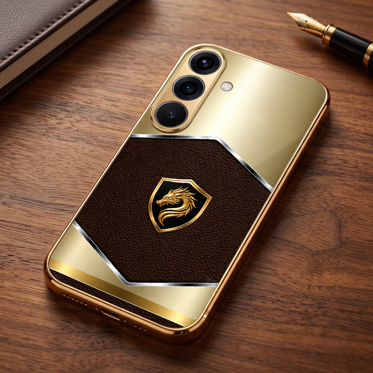 Samsung Galaxy A36 5G Dragon Crest Gold Electroplated Glass Phone Back Case