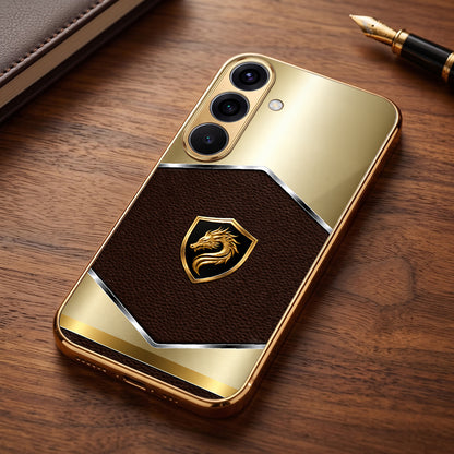 Samsung Galaxy A36 5G Dragon Crest Gold Electroplated Glass Phone Back Case