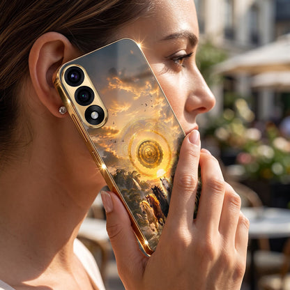 Oneplus Nord 5 5G Celestial Seven Horses Gold Electroplated Glass Phone Back Case