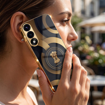 Oneplus Nord 5 5G Royal Emblem Gold Electroplated Glass Phone Back Case
